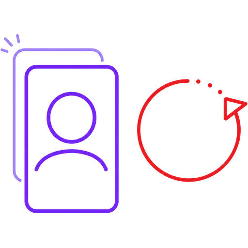A portrait photo frame beside a circular refresh arrow.
